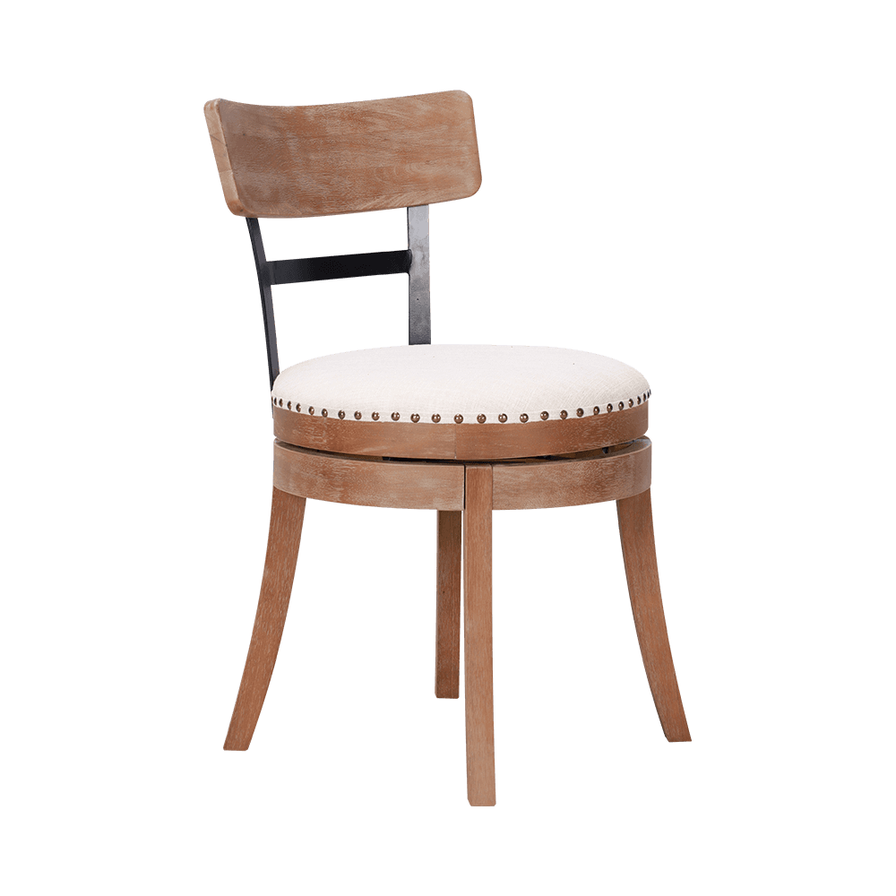 Round pude solid træ spisestol