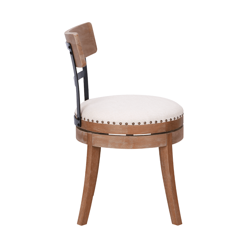 Round pude solid træ spisestol