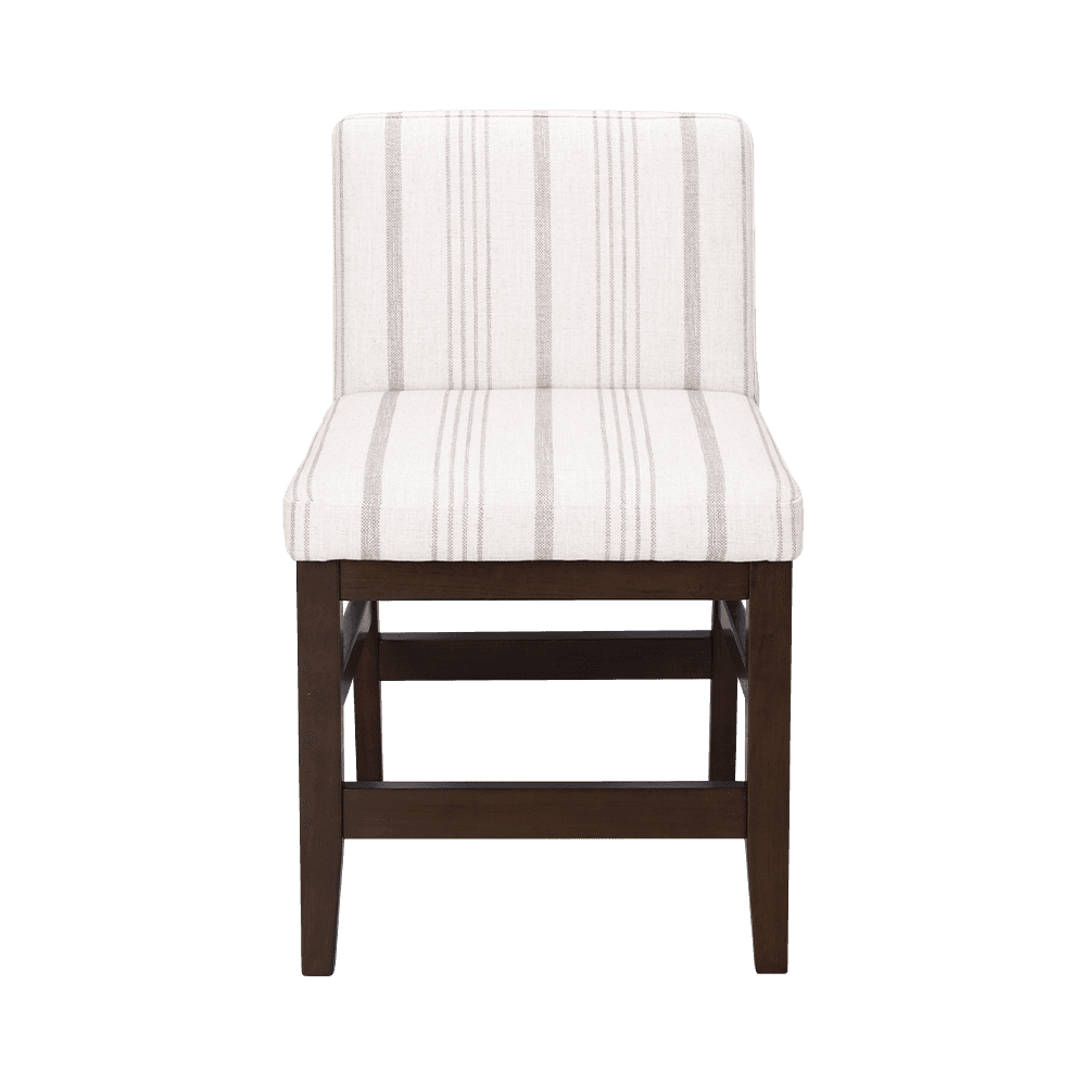 Stribet stof solid træ spisestol