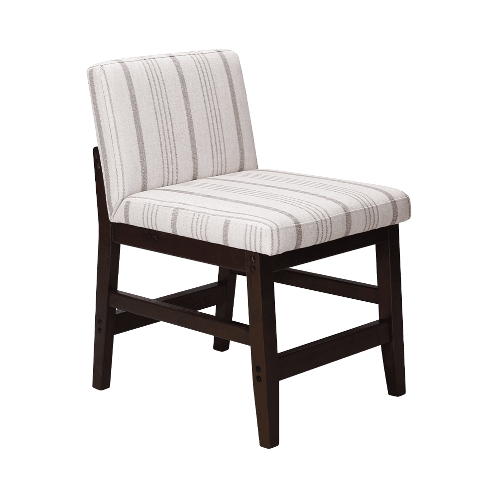 Stribet stof solid træ spisestol