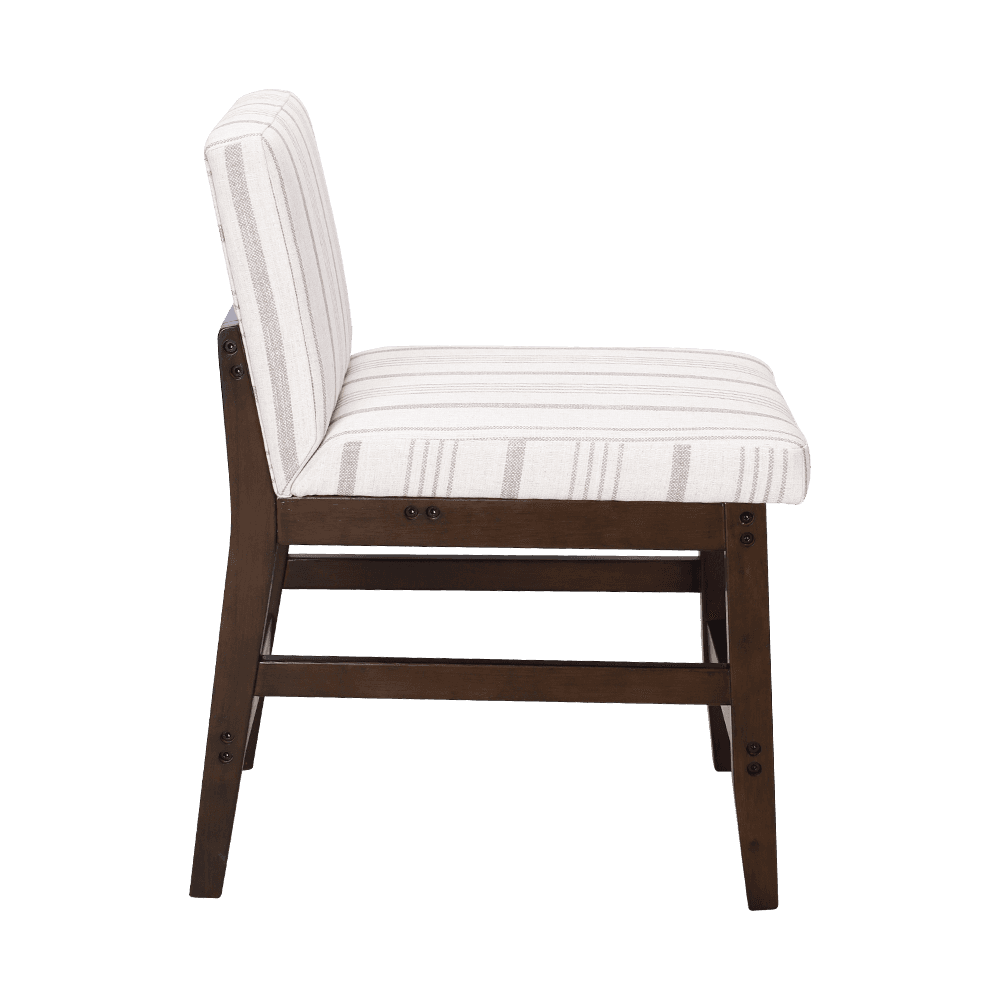 Stribet stof solid træ spisestol