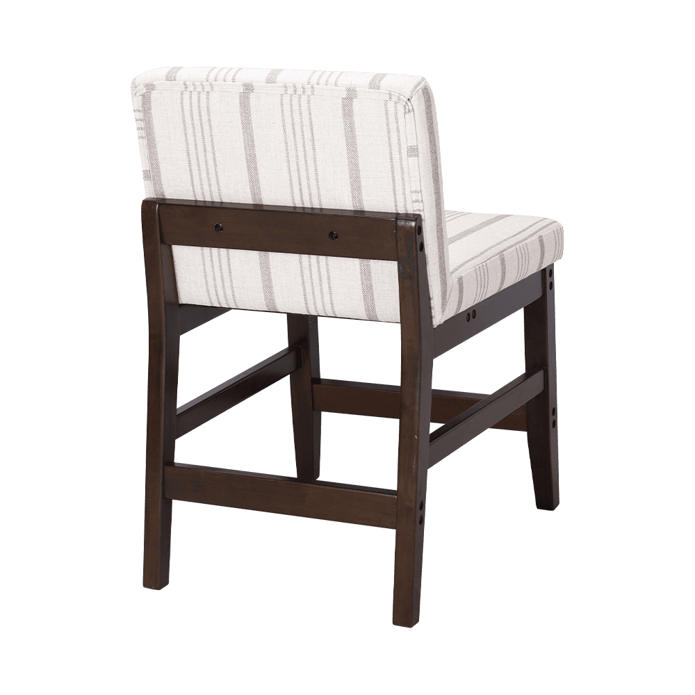 Stribet stof solid træ spisestol